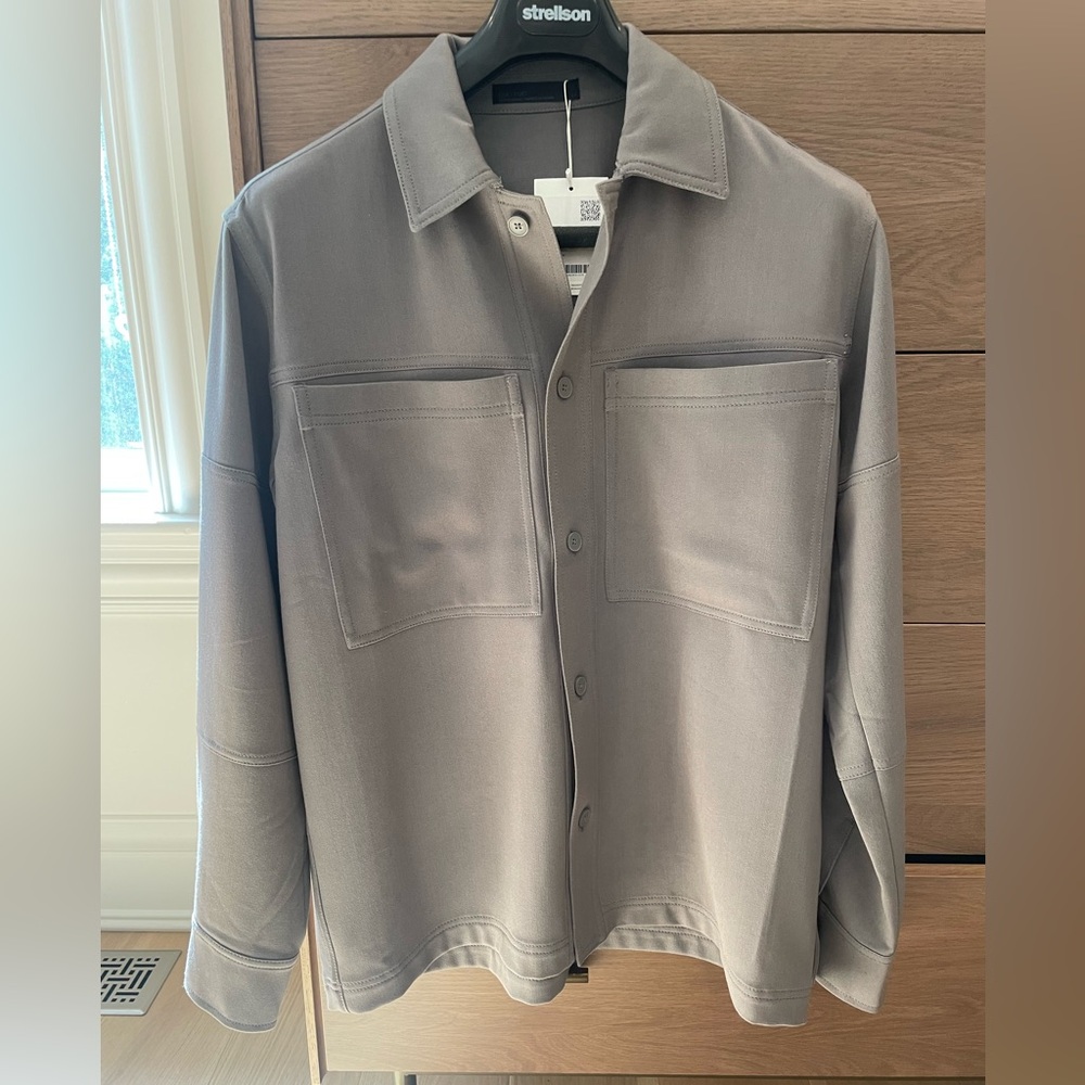 OAK + FORT Men's Lightweight Shirt Jacket in Grey Taupe
